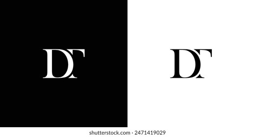 Abstractas Diseño de logotipo de letra inicial DT o TD. PLANTILLA de Vector de diseño de monograma con logotipo DT en color blanco y negro
