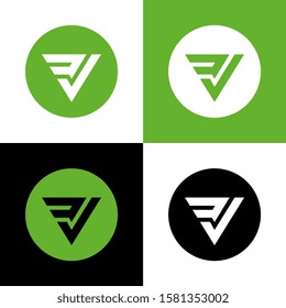 Abstract initial letter DV logo, triangle shape letters on circle background - Vector