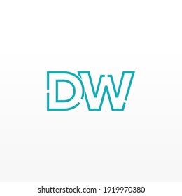 Resumen De La Letra Inicial Del Logo De DW. Estilo de línea aislado. Usable para Logos de Negocios y Tecnología. Elemento de plantilla de diseño de logotipo de vectores planos.