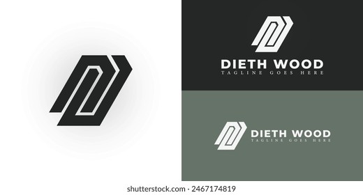 Abstract initial letter DW or WD logo in deep green color isolated on multiple background colors. The logo is suitable for home and kitchen brand logo design inspiration templates.