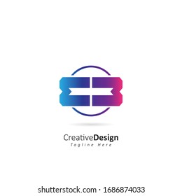 Abstract Initial Letter E B Logo with Circle. Design Vector Template for Company Icon