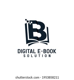 Abstract Initial Letter E and B with Book Concept as Digital E-book Logo Design.