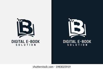 Abstract Initial Letter E and B with Book Concept as Digital E-book Logo Design.