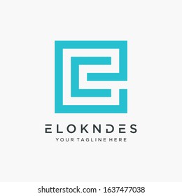 abstract Initial letter E C shape square concept.- vector