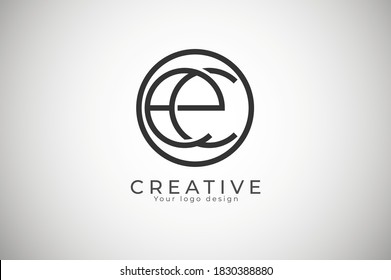 Abstract initial letter E and C logo, usable for branding and business logos, Flat Logo Design Template, vector illustration