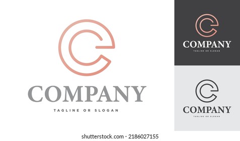 Abstract Initial Letter E and C Logo. Usable for Business, Brand Names and Web. Flat Vector Logo Design Template Element.