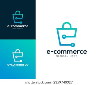 Abstract Initial letter E and Commerce logo design vector illustration