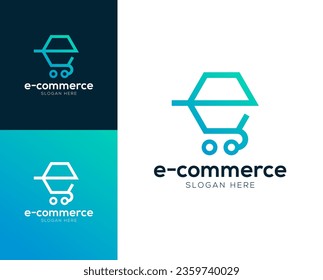 Abstract Initial letter E and Commerce logo design vector illustration