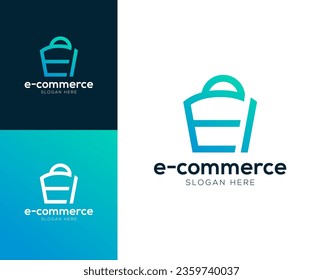 Abstract Initial letter E and Commerce logo design vector illustration