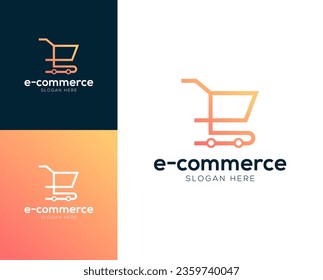 Abstract Initial letter E and Commerce logo design vector illustration