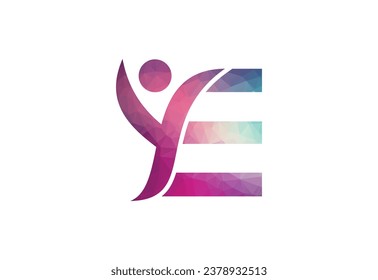 Abstract Initial Letter E Connecting People Logo.