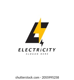Abstrakter Anfangsbuchstabe E Elektrisches Logo. Flash Icon Thunder Bolt Letter E Electricity Logo. Flaches Vectorlogo-Design-Vorlagenelement