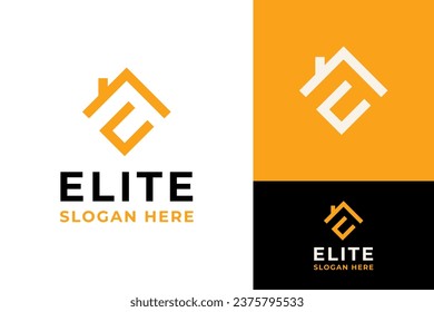 Abstract Initial Letter E for Elite Elegance Exclusive Expensive Home House Roof Logo Branding Design template