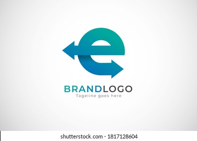 Abstract Initial Letter E Logo,  Two Arrow And Letter E Combination, Usable For Logistic And  Business  Logos,vector Illustration