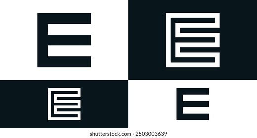 Abstract initial letter E logo design with square shape. Premium Vector