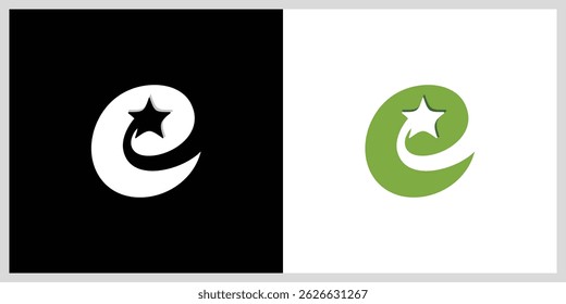 Abstract Initial Letter E Star Logo Vector
