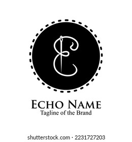 Abstract Initial Letter E for Tailor logo, thread and needle. vector illustration best logo design.