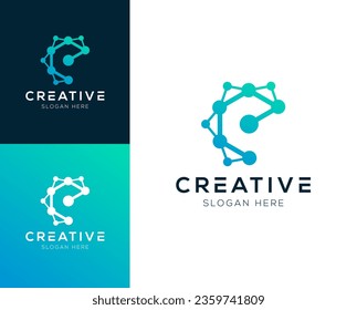 Abstract Initial letter E and Technology logo design vector illustration