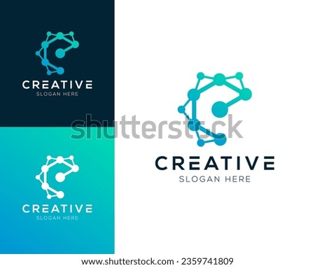 Abstract Initial letter E and Technology logo design vector illustration