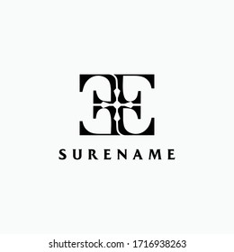 Abstract Initial letter E typography logo design Classic graphic logo inspiration vector icon illustration custom logo design