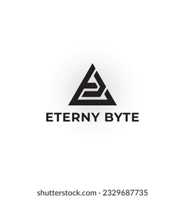 Abstract initial letter EB or BE logo in black color isolated in white background. EB initial letters linked triangle shape logo applied for law firm logo design inspiration template