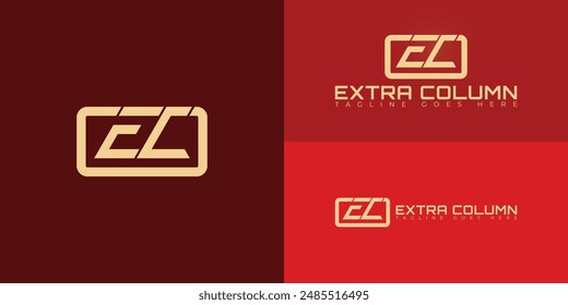 Abstract initial letter EC or CE logo in gold color isolated on multiple background colors. The logo is suitable for outdoor kitchen and cabinet business logo vector design illustration inspiration