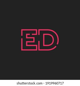 Abstract Initial Letter ED Logo. Line Style isolated. Usable for Business and Technology Logos. Flat Vector Logo Design Template Element.