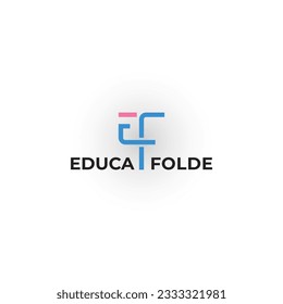 Abstract the initial letter EF or FE in blue color isolated on white background. Initial Letter CF or EF Logo. Monogram Rounded Style isolated on a White Background for the educational logo design.