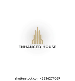 Abstract the initial letter EH or HE in gold color isolated on white background. EH Monogram of Two Letters E and H. Luxury, simple, stylish, and elegant EH logo design applied for real estate logo