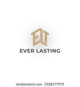 Abstract initial letter EL or LE logo in gold color isolated in white background. creative design outline letters EL, EV, CL, or CV hexagon shape. Gold hexagon letter EL logo for real estate company.