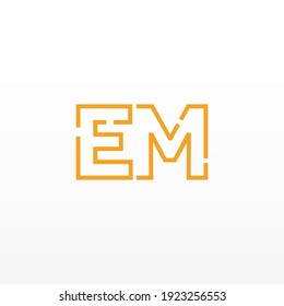 Abstract Initial Letter EM Logo. Line Style isolated. Usable for Business and Technology Logos. Flat Vector Logo Design Template Element.