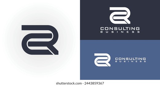 abstract initial letter ER or RE logo in deep blue color isolated on multiple white and blue background colors. The logo is suitable for team building workshop business icon logo design inspiration