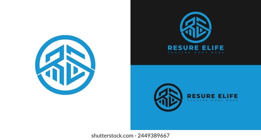 Abstract initial letter RE or ER logo in blue color isolated on multiple background colors. The logo is suitable for life insurance company logo icons to design inspiration templates.