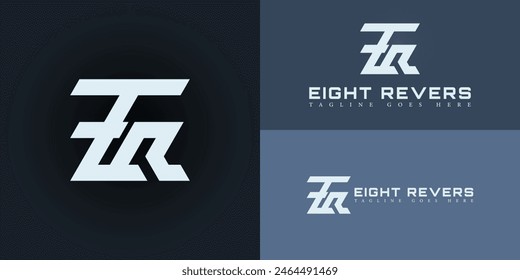 Abstract initial letter ER or RE logo in soft blue color isolated on multiple background colors. The logo is suitable for fitness apparel brand logo design inspiration templates.