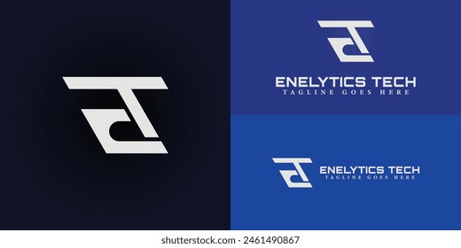 Abstract initial letter ET or TE logo in solid white color isolated on multiple background colors. The logo suits data analytics or software company logo design inspiration templates.