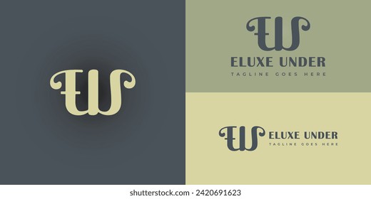 Resumen de la letra inicial logotipo de la UE o de la UE en color amarillo suave aislado en múltiples colores de fondo aplicados para el diseño del logotipo de moda y ropa inspiración también adecuada para la misma marca o empresa