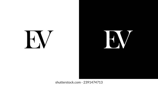 Abstract Initial Letter EV or VE Logo Design Monogram Creative Modern Sign Symbol Icon in black and white color