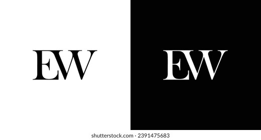 Abstract Initial Letter EW or WE Logo Design Monogram Creative Modern Sign Symbol Icon in black and white color