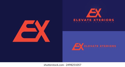Abstract initial letter EX or XE in orange color isolated on multiple background colors. The logo is suitable for outdoor living contractor company logo design inspiration templates.