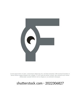 Resumen Letra inicial F con diseño de logotipo ocular. Ilustración vectorial
