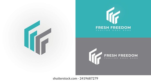 Abstract initial letter F or FF logo in blue-grey color isolated in white background applied for accounting and financial company logo also suitable for the brands or companies have initial name FF.