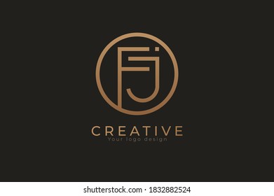 Abstract initial letter F and J logo,usable for branding and business logos, Flat Logo Design Template, vector illustration
