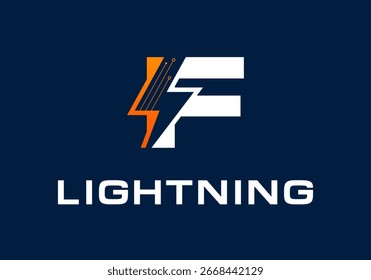 Abstract Initial letter F with lightning logo design vector illustration