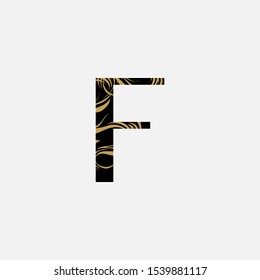 Abstract Initial Letter  F logo icon design concept with black and gold color.