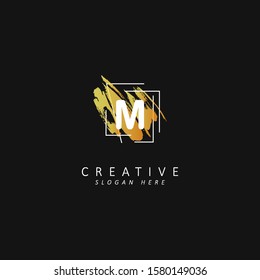 Abstract initial letter f logo with brush stroke element, Dirty artistic design element, vector symbol template