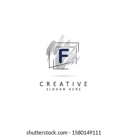 Abstract initial letter f logo with brush stroke element  Dirty artistic design element  vector symbol template