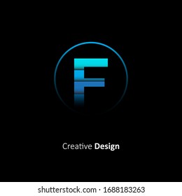 Abstract Initial Letter F Logo With Circle. Design Vector Illustration Paper Cut Template. Origami Logo Concept
