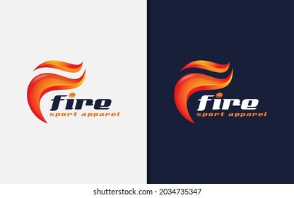Abstract Initial Letter F Logo with Fire Flame Shape Concept. Vector Logo Illustration. 