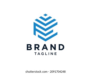 Abstract Initial Letter F Logo. White Blue Linear Style isolated on White Background. Usable for Business and Branding Logos. Flat Vector Logo Design Template Element