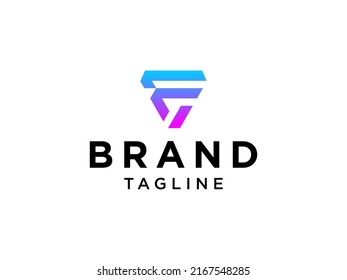Abstract Initial Letter F Logo. Blue and Red Shape Line Style isolated on White Background. Usable for Business and Branding Logos. Flat Vector Logo Design Template Element.